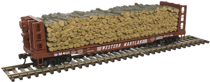 HO Scale Wood Pulpwood Load For Athearn 40' Bulkhead Flat Car – Ready To Go