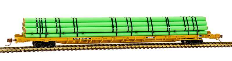 Atlas N Scale ACF 89' F89-J Flatcar/Pipe Load Trailer-Train/PTTX #602131 